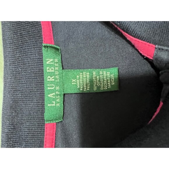 Lauren Ralph Lauren 1X Navy Polo Shirt Womens Short Sleeve Cotton Logo Embroider - Picture 4 of 6